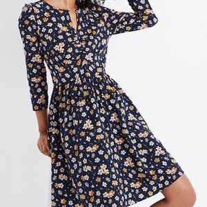 Madewell Silk Shirred Keyhole Dress